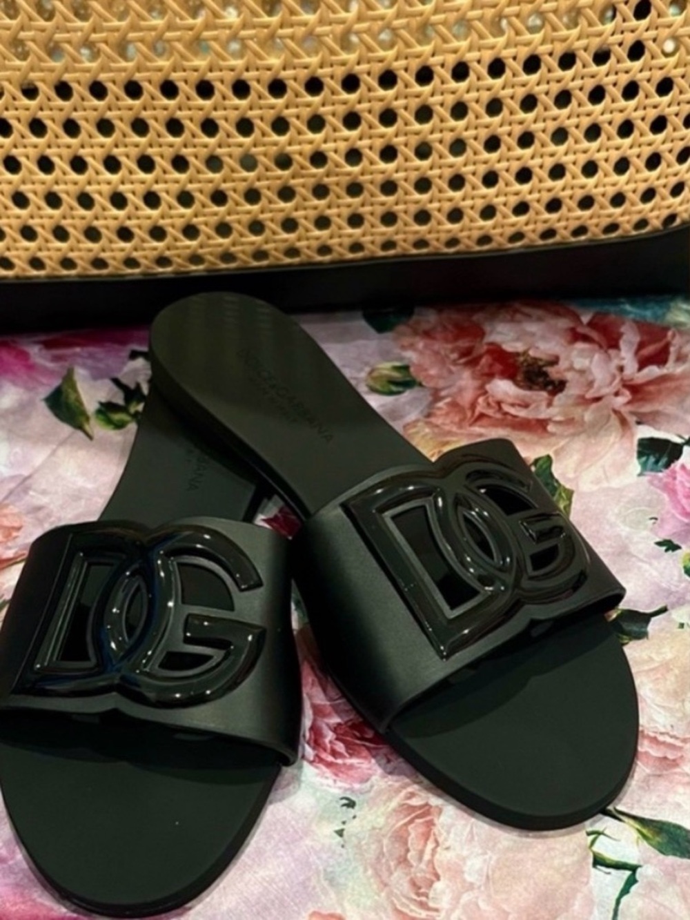 Dolce & Gabbana Slides Bianca Beach Sandals Black Size 39